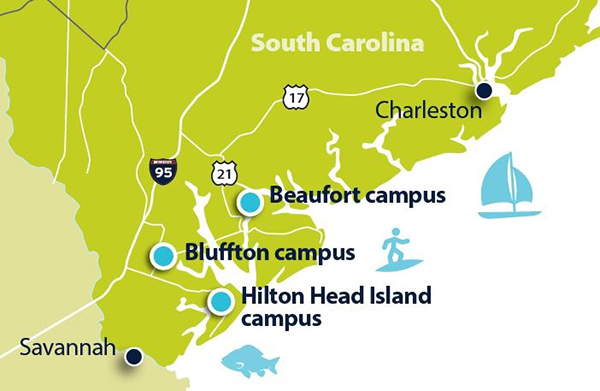 Map of Area - USCB Campuses Map of Area - USCB Campuses