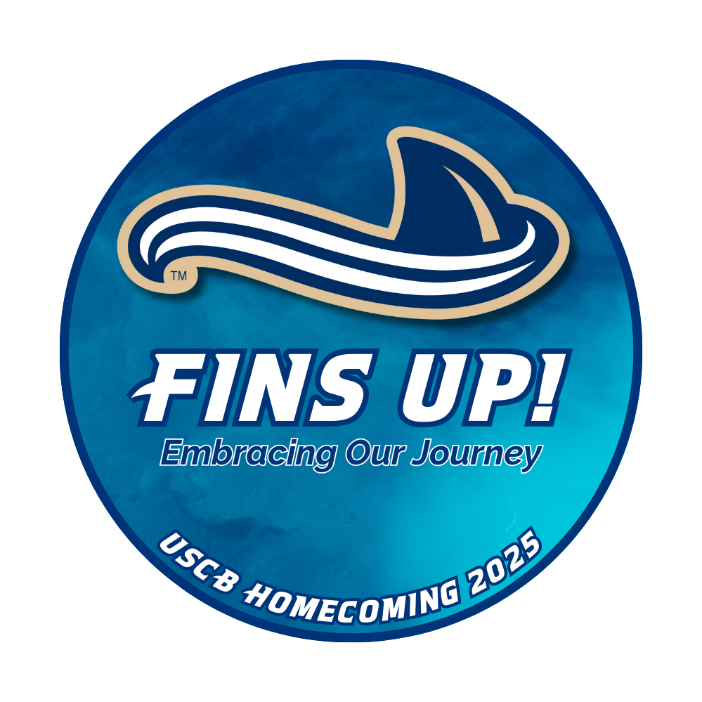 Fins Up Embracing Our Journey. Homecoming 2025 logohomecoming logo