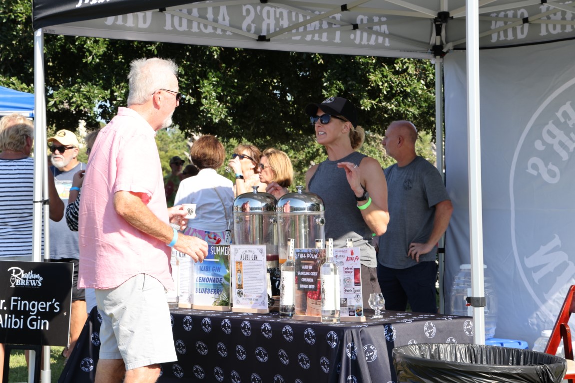 Mr. Finger's Alibi Gin tent at the 2024 Rhythm and Brews Festival