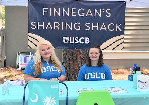 Finnegan’s Sharing Shack is a new service on Hilton Head Island that collects unwanted beach gear, sanitizes it and gives it away to other beachgoers. Founder Bethany McDonald (left) and Haven Banks , who are both USCB students, give away recycled items at Driessen Beach Park. The kiosk is open from 10 a.m. to 4 p.m. Friday-Sunday through the end of September. 