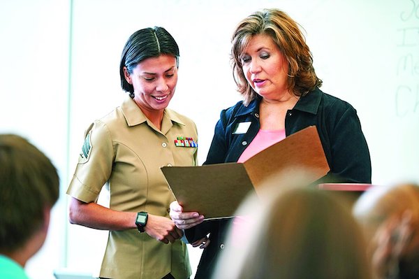 Dr. Jayne Violette, USCB Associate Professor of Communication Studies, collaborates with Sgt Jessica Chalco, USMC