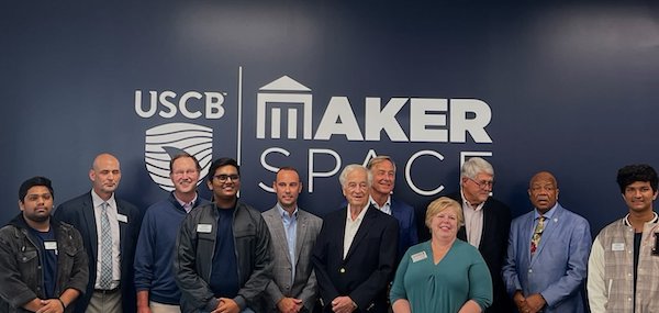 Members of the USCB Education Foundation board of directors, Chancellor Al M. Panu, Provost Eric Skipper, Dr. Kimberly Dudas, Dr. Brian Canada, faculty and students attended the grand opening of the University’s new makerspace.