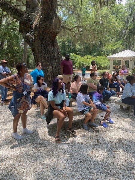 Group at historic site