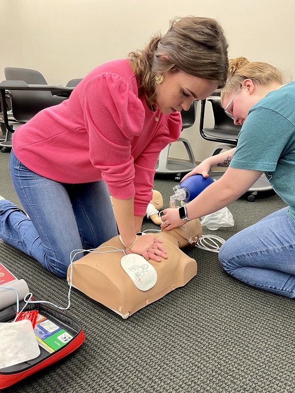 Student practicing CPR