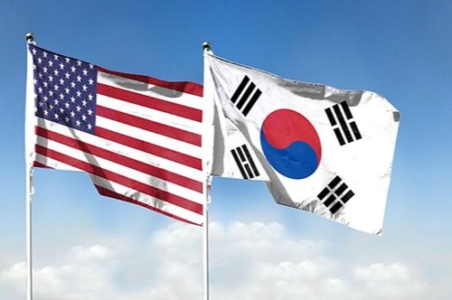 Korean flag and American Flag