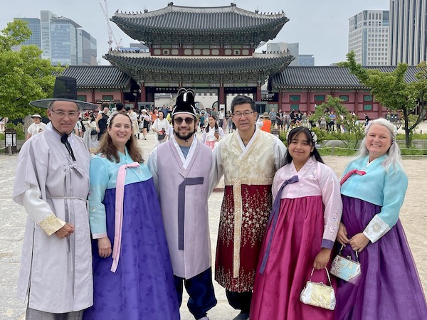 Students and staff wearing traditional dress in South Korea 